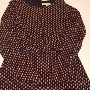 LOFT floral Patterned Black Dress